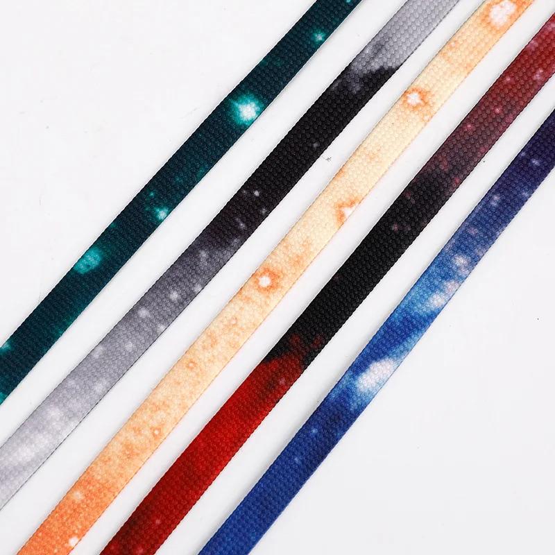 Colorful Starry Sky Shoelaces AJ1&AF1&Dunk Sneakers Shoe laces 0.8CM Width Flat Shoelace 120/140/160CM Shoes Accessories