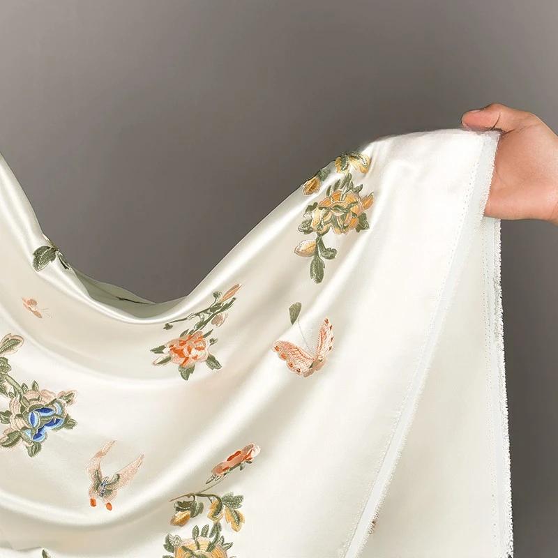 Embroidery Acetic Acid Silk Fabric Jacquard Cheongsam Dress Clothing Designer Wholesale Cloth Diy Sewina By Half Meters Material