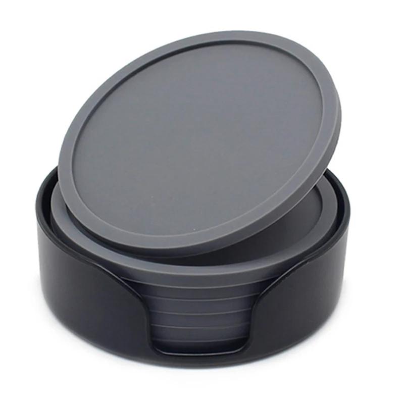 10cm Silicone Coasters Round Rubber Mug Coaster Tabletop Protection Costers Cup Mats for Cold and  Drinks Coffee Beer 6pcs