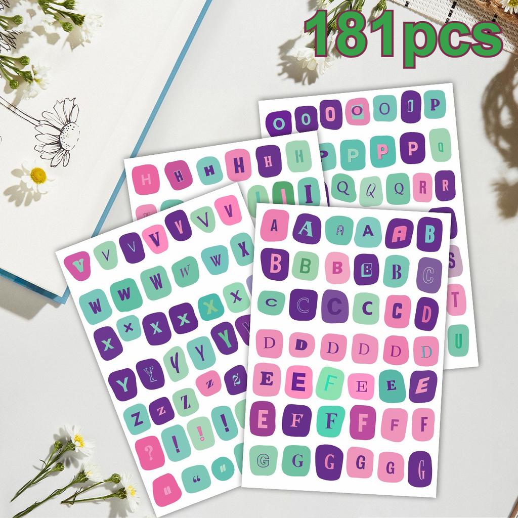 181200pcs (4 Sheets)Vintage Letter Stickers. A-Z UpperLowercase. Matte Paper for Scrapbooking Planners DIY Crafts. Durable.