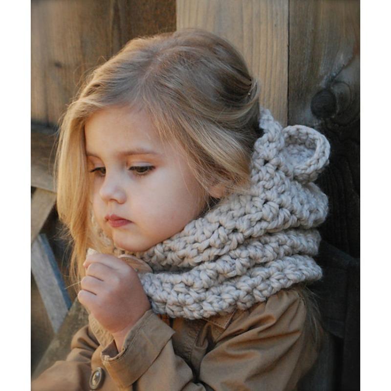 eBay Hot Sale Handmade Crochet Hat Children's Animal Ears Wool Hat Scarf Hooded Bear Hat