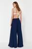 Women's Fashion Navy Blue Woven Gipe Detailed Trousers