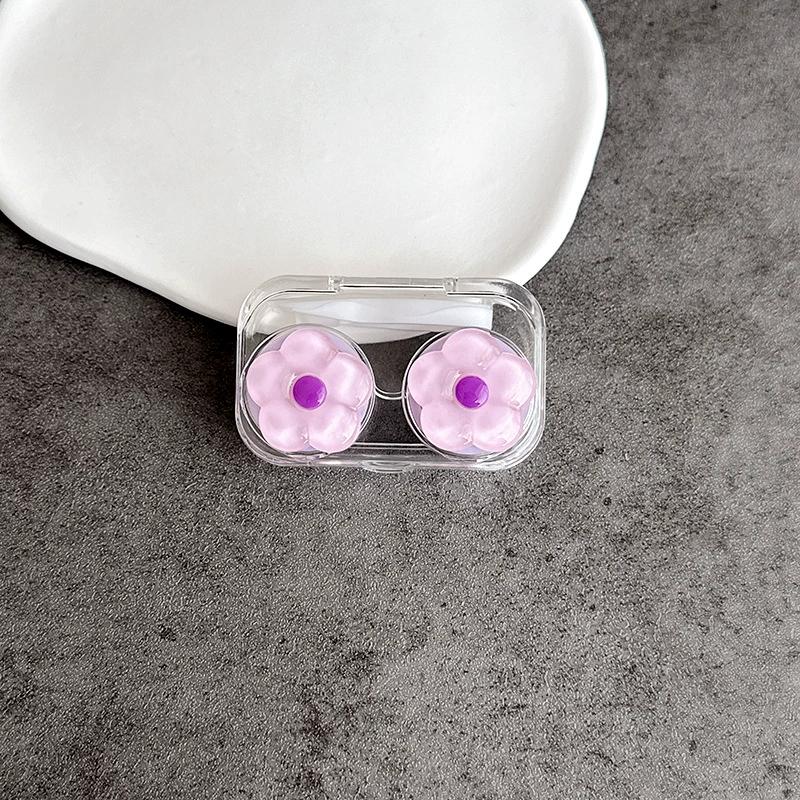 Macaron kolorowe etui na soczewki kontaktowe dziewczyna czarne fioletowe etui na soczewki kontaktowe z silikonową pęsetą mini kieszonkowe pudełko