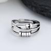 European and American Vintage Old Thai Silver Color Ring Fashion Temperament Female Three-ring for Smart Index Finger Ri
