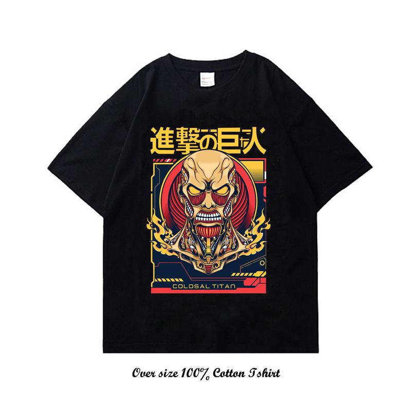Attack On Titan Japanese Anime T-Shirts For Men And Women Printed Cotton Short Sleeve T-Shirts Oversized Fashion Unisex T-Shirts