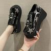 Moda Punk Plataforma Wedge Sapatos para Mulheres Rebite Decoração Ankle Boots Mulher Preto Jk Lolita Sapatos Novo Design Couro Envernizado Senhora Sapato