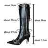 Fashion Sexy Knee High Boots 2024 Winter Boots Brand Design Super High Thin Heels With Rivet Retro Fashion Cool Women Shoes Big Size 46