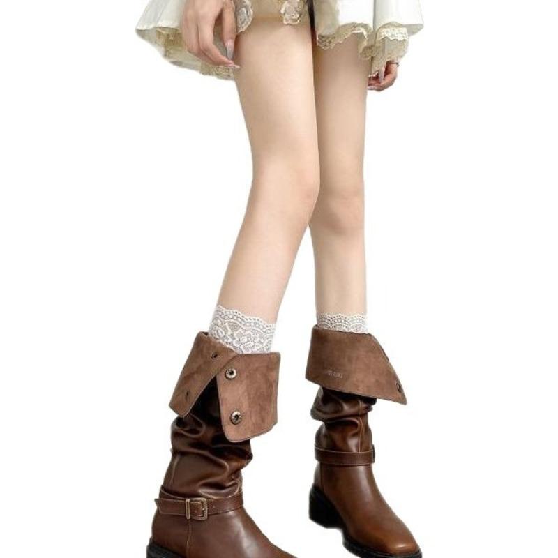 Loafers with Vintage Pleated Boots - Women's Niche Shoes, Long Boots