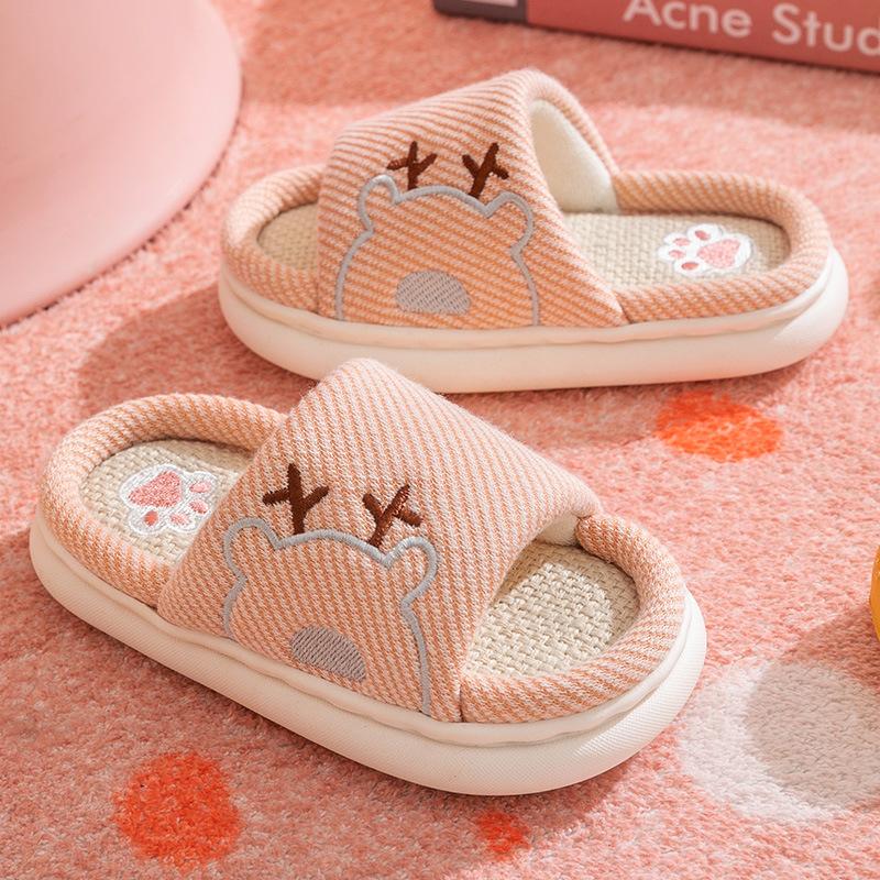 

Ощущение наступания на какашку Детские льняные тапочки Женские домашние тапочки на толстой подошве для пар из хлопка и льна Классные летние мужские тапочки 24-25