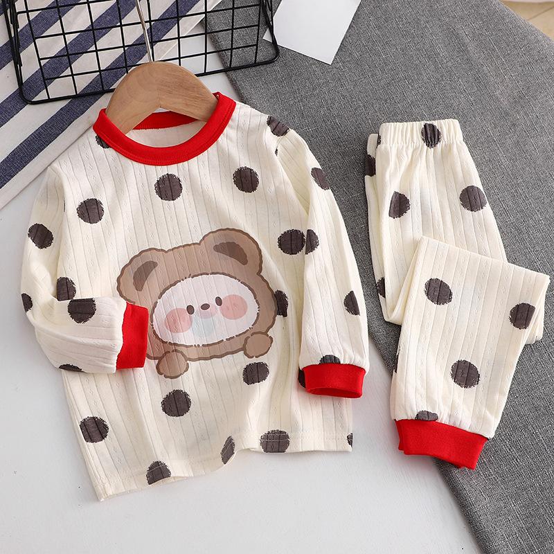 

Kids Boys Girls Cotton Pajama Sets Cartoon Casual Long Sleeve Cute Underwear Tops with Pants Warm Autumn Sleeping Clothes