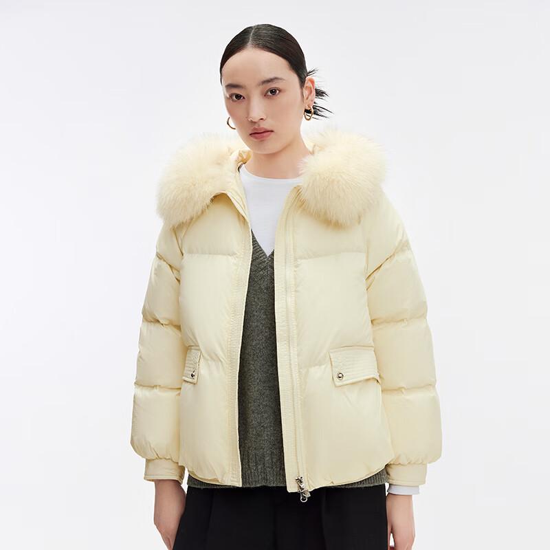 

Qianrengang Women s Fox Fur Collar Down Jacket S (160)