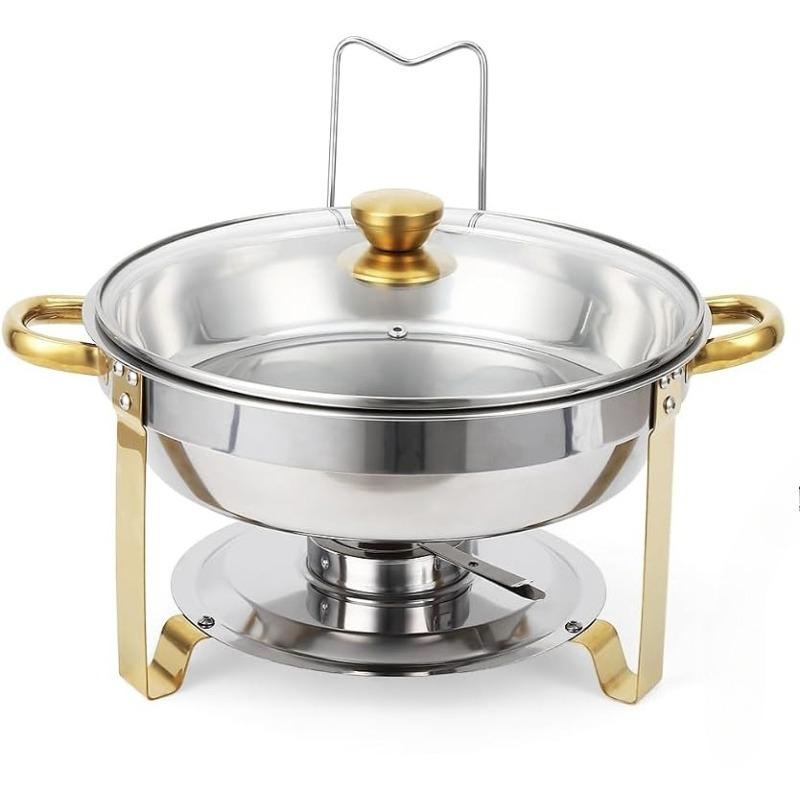 Chafing Dishes for Buffet, Buffet Servers and Warmers , Round Chafing Dishes with Glass Lid, Stainless Steel Food Warmers for Parties, Banquet
