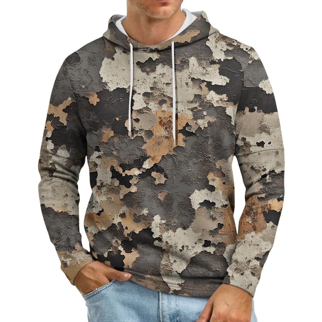 Men's Loose-fitting Casual Camouflage Print Hooded Sweatshirt