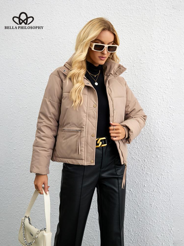 Новое зимнее хлопковое пальто с коротким воротником-стойкой — фото 9