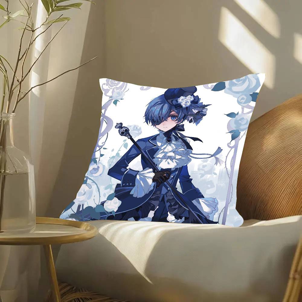 Ciel Phantomhive Anime Black Butler Pillow Case Fashion Square Pillowcase Bedroom Sofa Room Ins Decoration Leisure