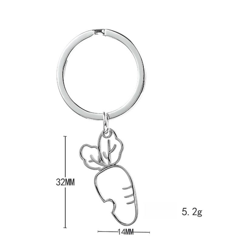 Rabbit Carrot Stainless Steel Keychain Lovely Cartoon Design Fashion Couple Keyring Practical Student Backpack Pendant