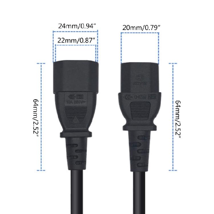 IEC 3Pole C13 Female to 3Pole C14 Male Power Adapters Cable C13 C14 for TV Computer