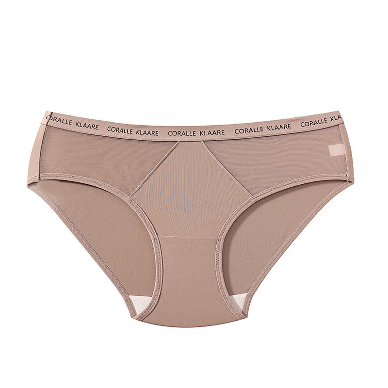 

CINOON Women Sexy Low-Rise Satin Mesh Patchwork Letter Waistband Hip-Hugging Briefs Panties XXL коричневий