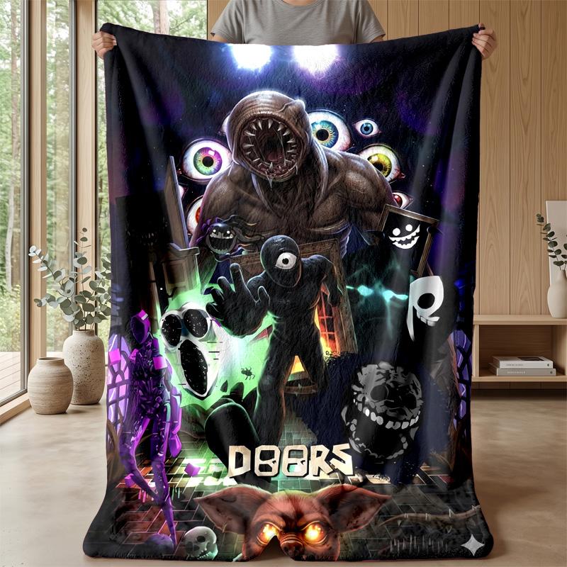 Doors Cozy Flannel Blanket, Comfortable Warm Throw Blanket for Bedroom Sofa Home Use