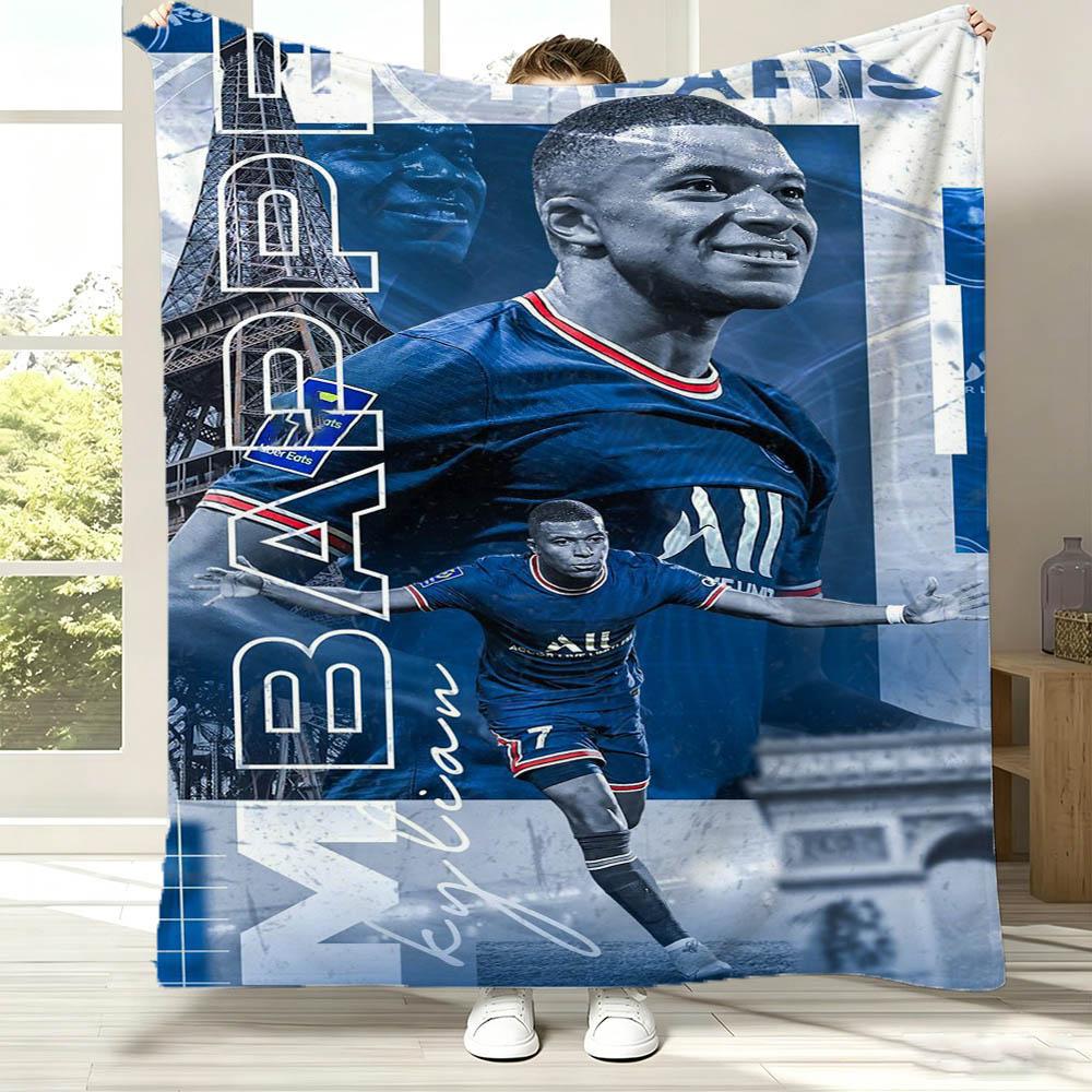3D Football Star M-MbappeSs Cool Flannel Blanket Soft Throw Blanket Art For Home Decor Bedroom Bed Sofa Cover Picnic Fans Gifts