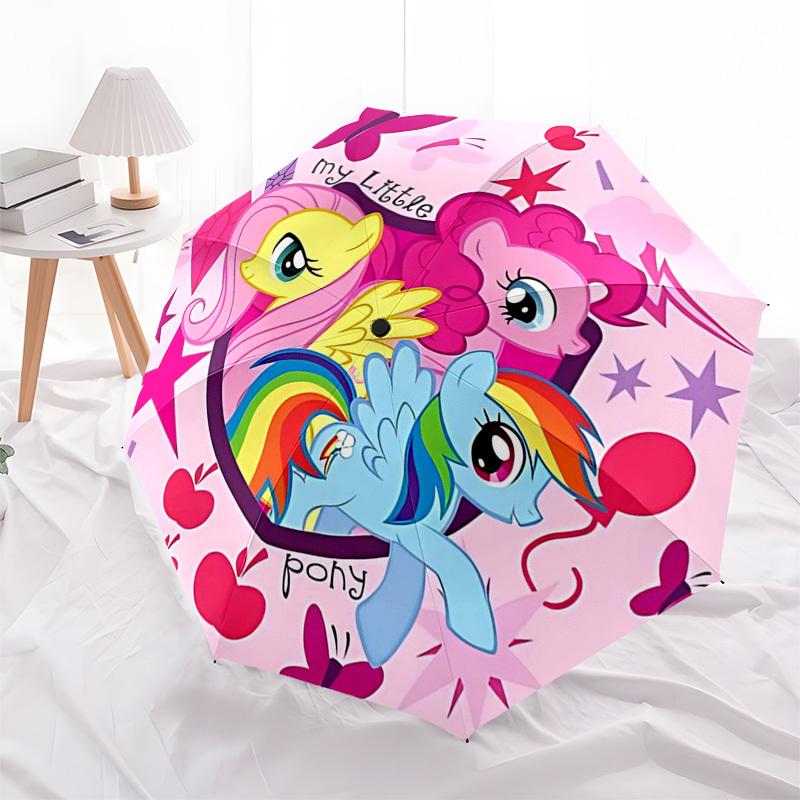 

1pc My Little Pony Automatic Folding Umbrella Portable 3-Fold Design, 8-Bone Iron Frame, Outdoor Umbrella, Ideal Gift for Fans, Travelers, Daily Use,