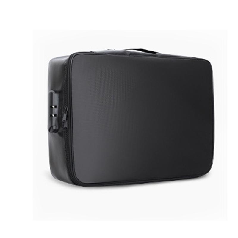 

Document Bag With Lock File Storage Organizer Box Waterproof Safe Bag Fireproof Document Box Home Travel Passport Briefcase чорний