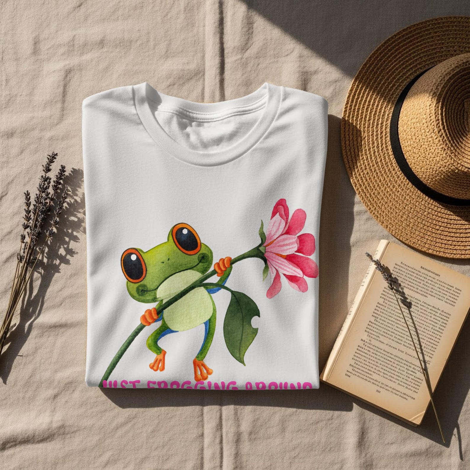 Frog T Shirt, Watercolor Red-Eyed Tree Frog, Just Frogging Around Tee S
