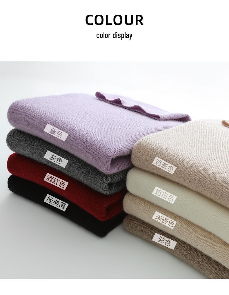 Women's High Neck Cashmere Sweater: Warm Wool, Solid Color, Perfect for Autumn and Winter.