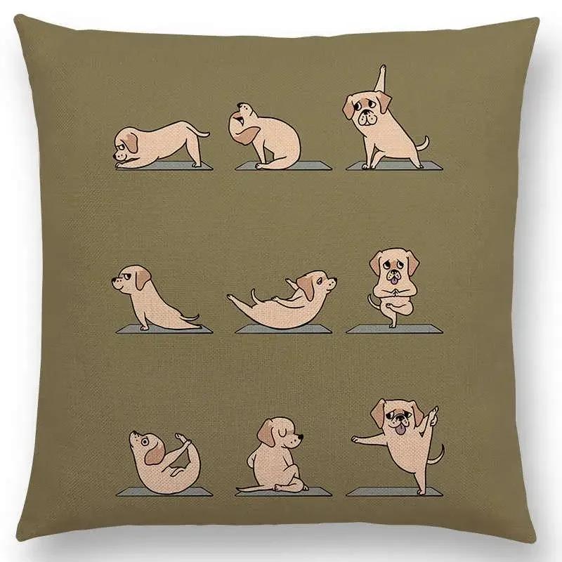 Mais Novos Animais Yoga Estampas de Desenho Animado Engraçadas Capa de Almofada Alpaca Coelho Dachshund Bull Terrier Hipopótamo Cães Panda Capa de Almofada para Sofá