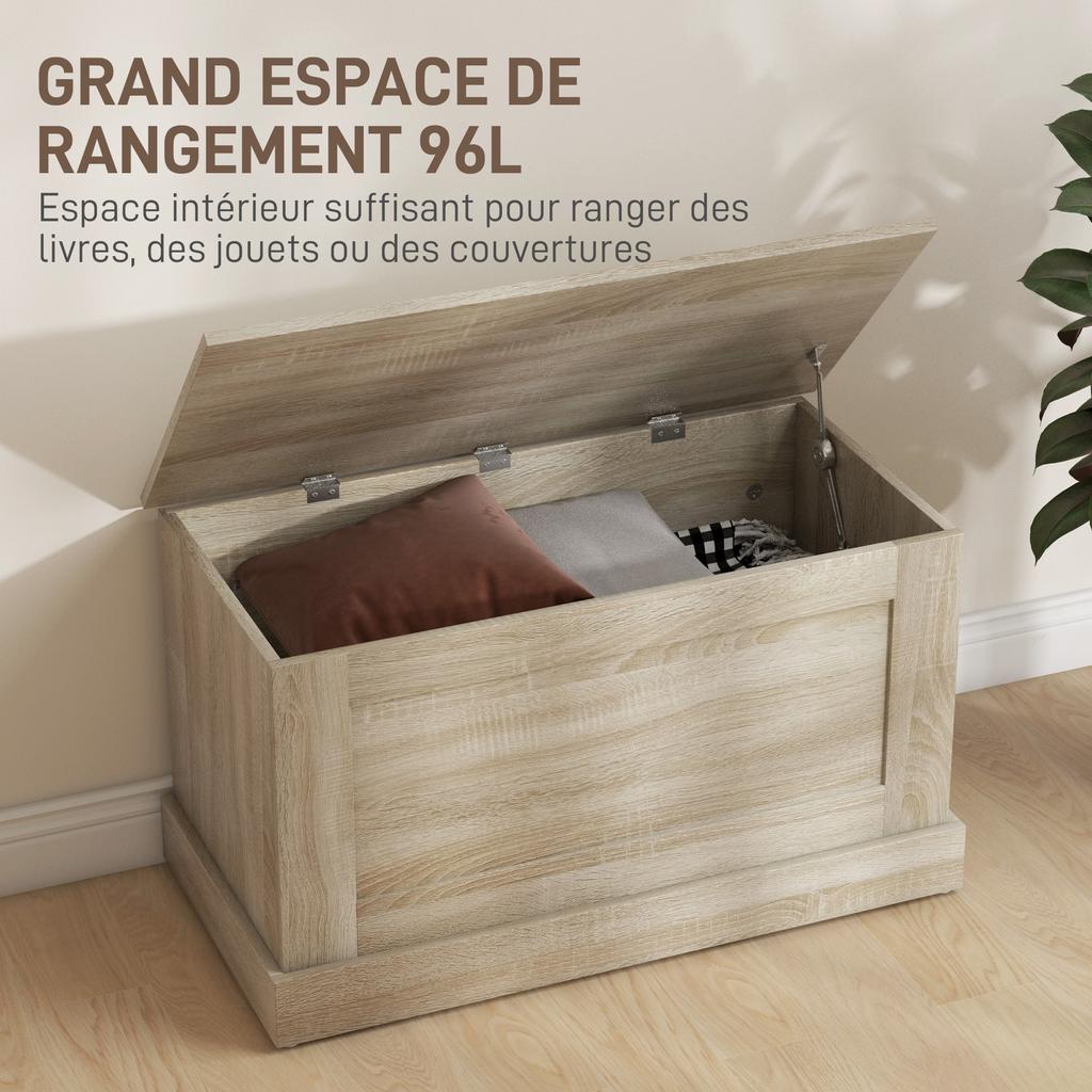 Storage Chest Toy Box With Safety Hinge For Living Room Wooden 80 X 40 X 45 Cm Natural Wood