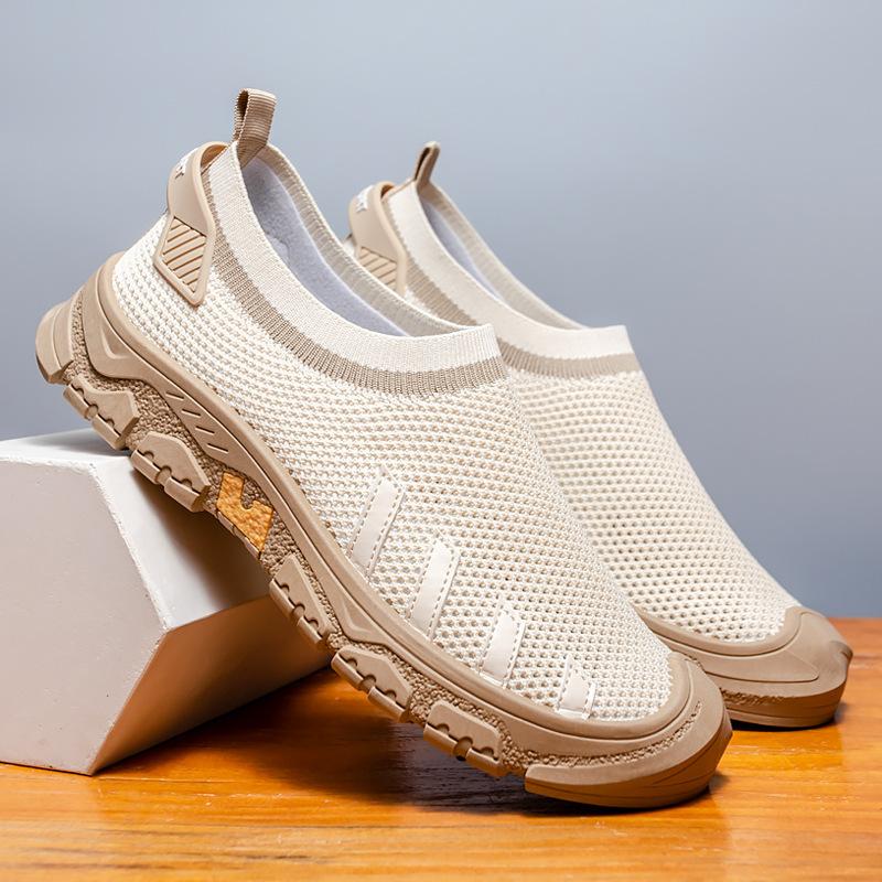 Men's shoes summer lazy one pedal low-top breathable fly-woven mesh wading hiking shoes new fashion casual shoes men
