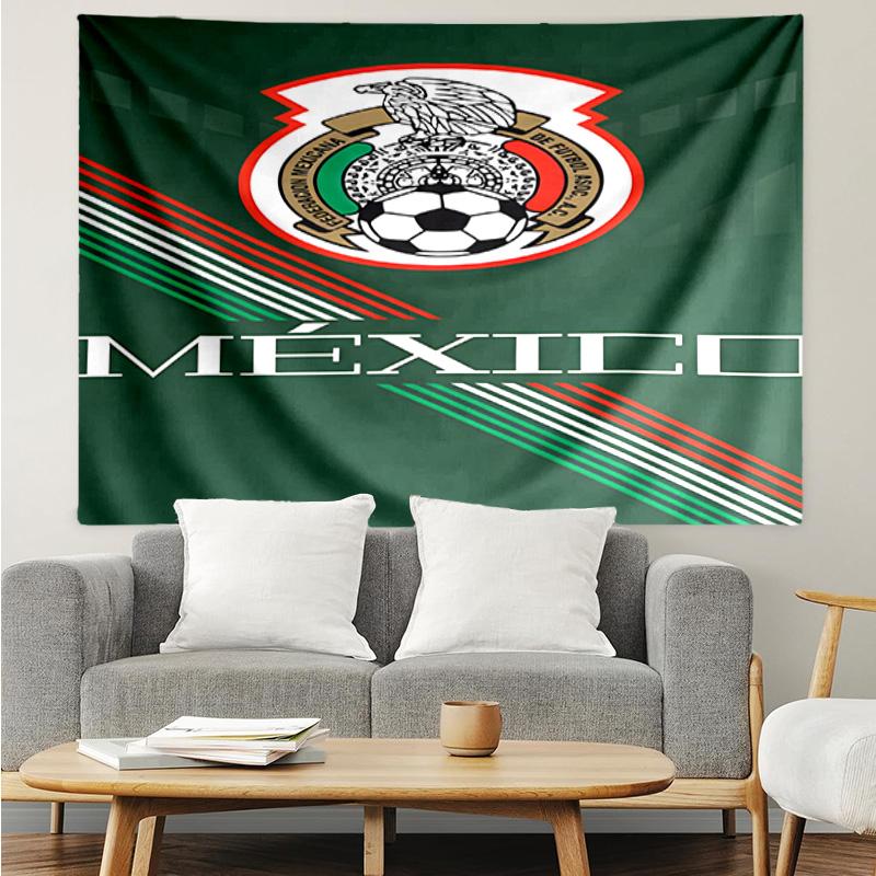 Mexico Football Team Emblem Printed Printed Tapestry, for Bedroom,Livingroom, dormitory, Large Wall Decor, Fabric Decor Fan Birthday Gifts