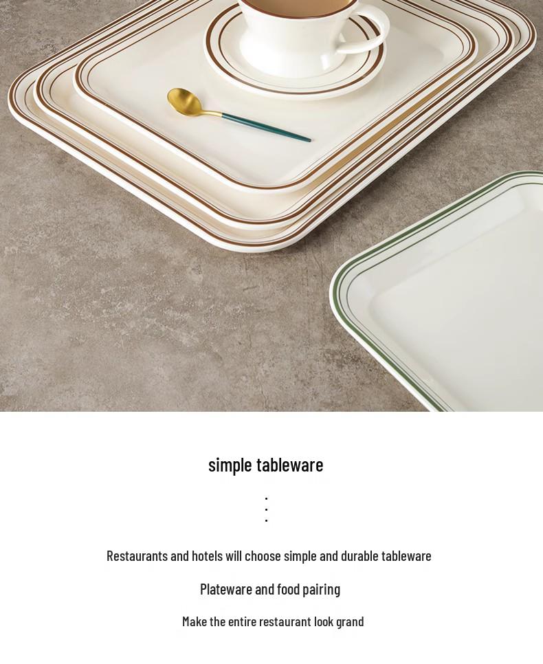 Kekler, Ekmekler, Akşam Yemeği, Hızlı Yiyecekler ve Çay için Melamin Dikdörtgen Servis Tepsisi