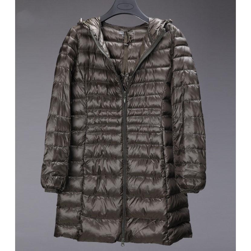 Плюс Длинный Пуховик Женский Зимний Ультра Легкий Пуховик Женский с Капюшоном Пуховик Женский Большой Размер Пальто XL