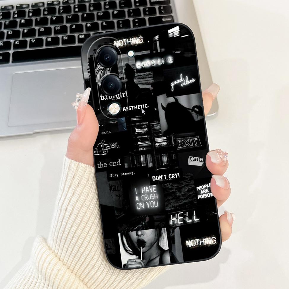 Für Vivo Y04 Hülle V2430 Silikon Niedliche Katze Mode Schmetterlinge Blumen Liebe Bemalte Rückseite für Vivo Y04 4G Handyhülle Bumper