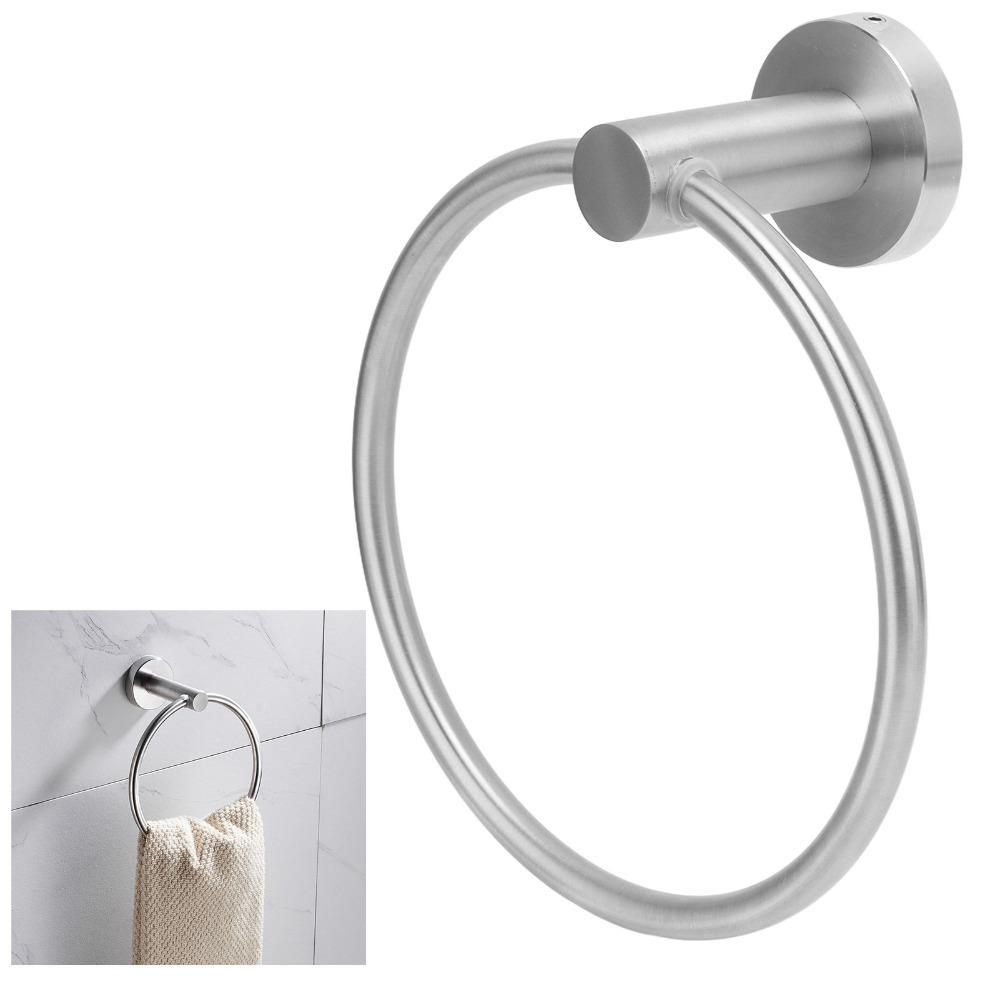Rustproof Hand Towel Ring Wall Mounted Towel Holder Modern Towel Ring Space Saving Brushed