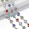 1meter Love Heart Crystal Bead Chains Glass Beads Copper Chain for Necklace Bracelet DIY Jewelry Making Component Supplies