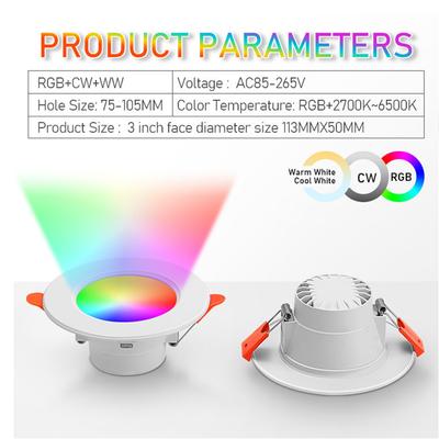 תאורת דאונלייט LED TUYA Smart Life דימר ספוט מנורת בלוטות' 10W שינוי RGB אור חם קר עבודה עם Alexa Google Home
