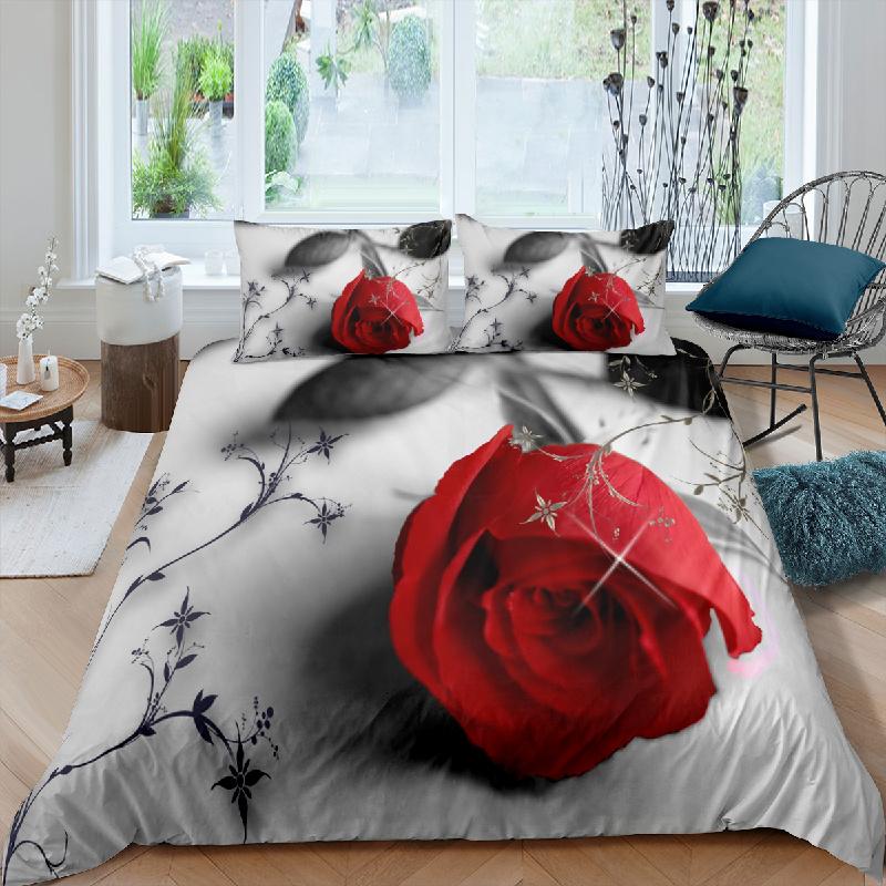 

Comforter Luxury 3D Rose Flowers Print Home Living Comfortable Bedding Set Queen And King Eu/Us/Au/Uk Size Comforter (quilt)-EU Single(135*200cm)3pcs