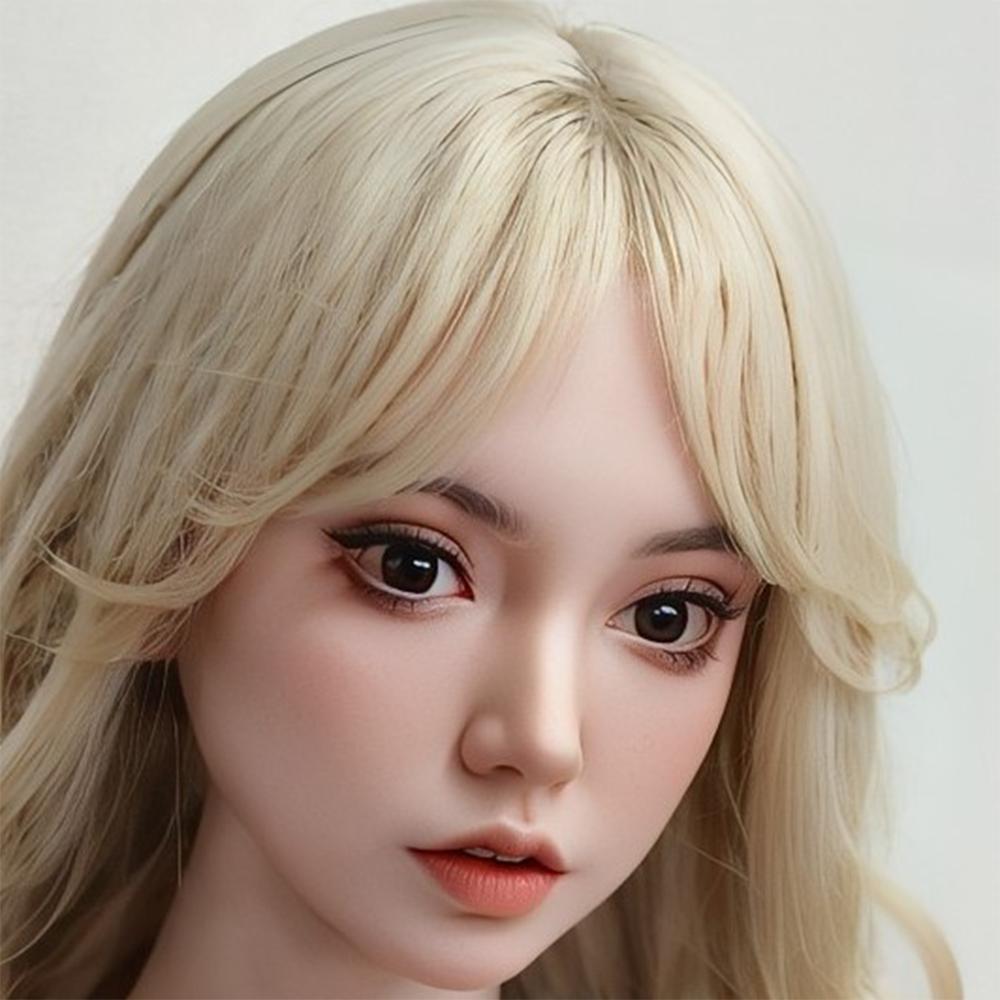 Hode med realistisk oral funksjon 100% silikon Kompatibelt med 130-180cm sexdukker M16 gjengegrensesnitt Parykk & Implant hårvalg 3kg