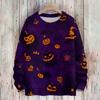 Women's Casual Long Sleeve Halloween Print Round Neck Knit Sweater Top