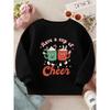 Kids Crewneck Sweatshirt, Cute Mug Cup Graphic Print, Soft Loose Fit Long Sleeve Pullover