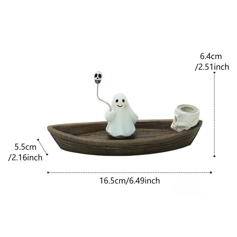 

New Halloween Ghost Ship Aromatherapy Ornament Resin Home Desktop Decoration Ghost Ship Backflow Incense Holder Burner