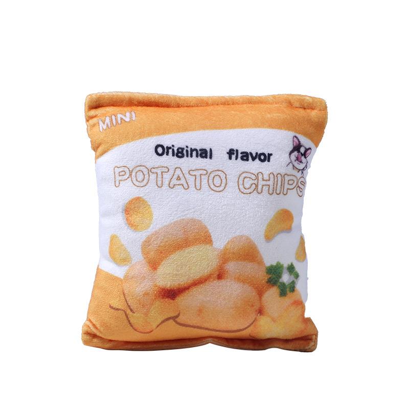 Crinkle Paper Dog Toy Chew Toy Realistic Chip Design Interactive Self-Play Toy for Teething, Boredom Relief, Small and Large Dogs