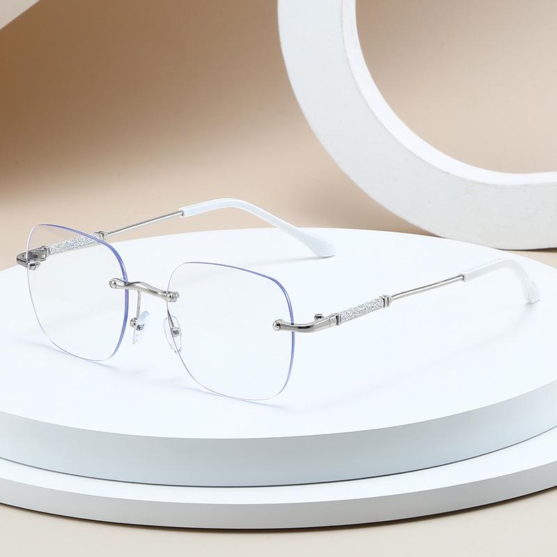 Women's Stylish Glitter Borderless Photochromic Glasses with Anti-Blue Light Slimming Lenses