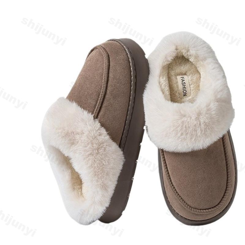 Fashion Men's Cotton Slippers Fashion Winter New Indoor Slip on Warm Plush Home Shoes Thicken Comfortable Outdoor Non Slip Cotton Shoes