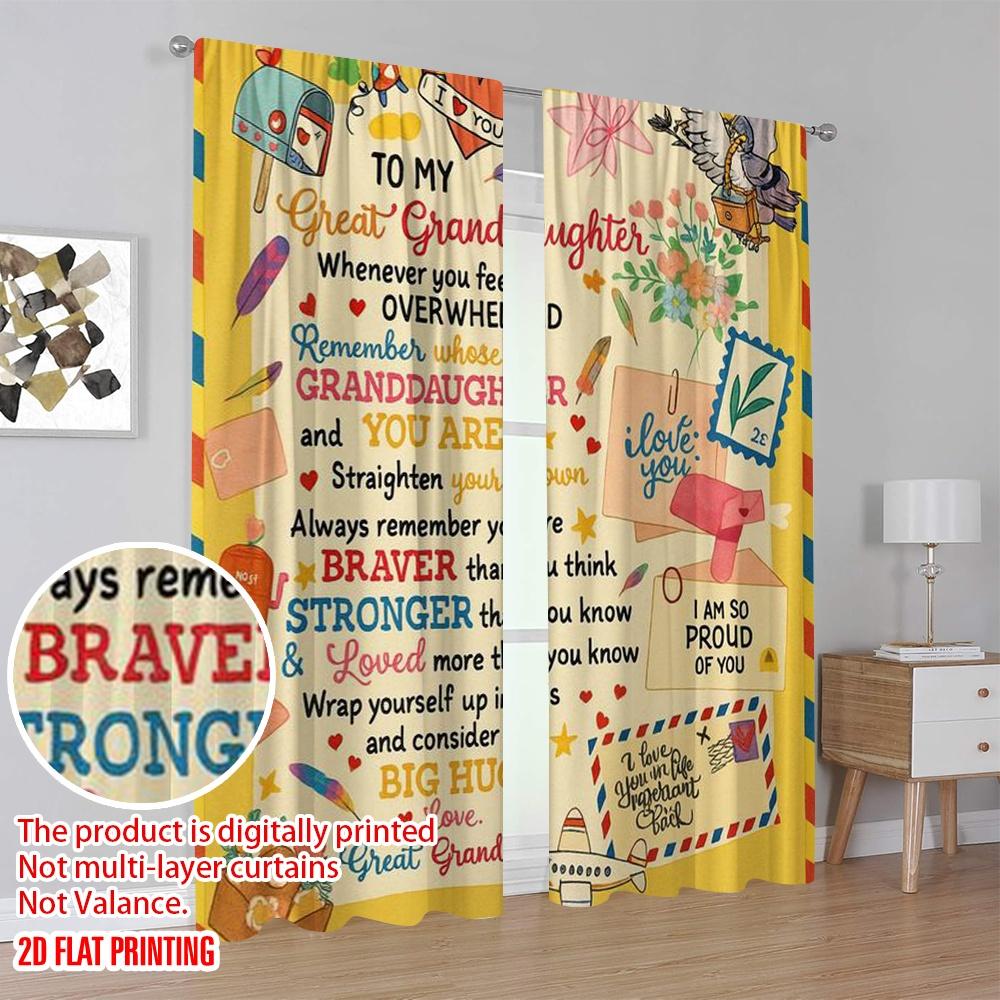2 Stück, 2D-Flachdruck Vorhänge Digitaldruck Omas Weisheit Vielseitig 100% Polyester (ohne Stange) Dekorationen für den Heimgebrauch