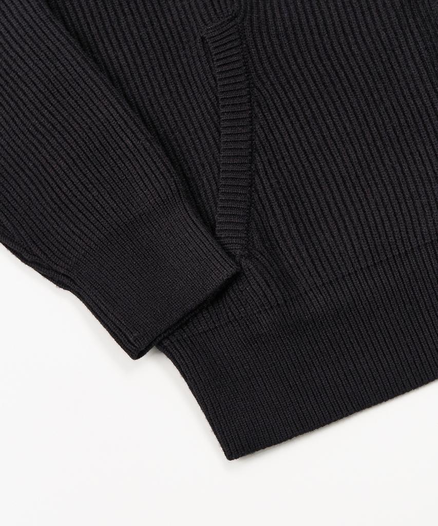Excontainer Minimal High-Neck Knit Zip-Up (Black)