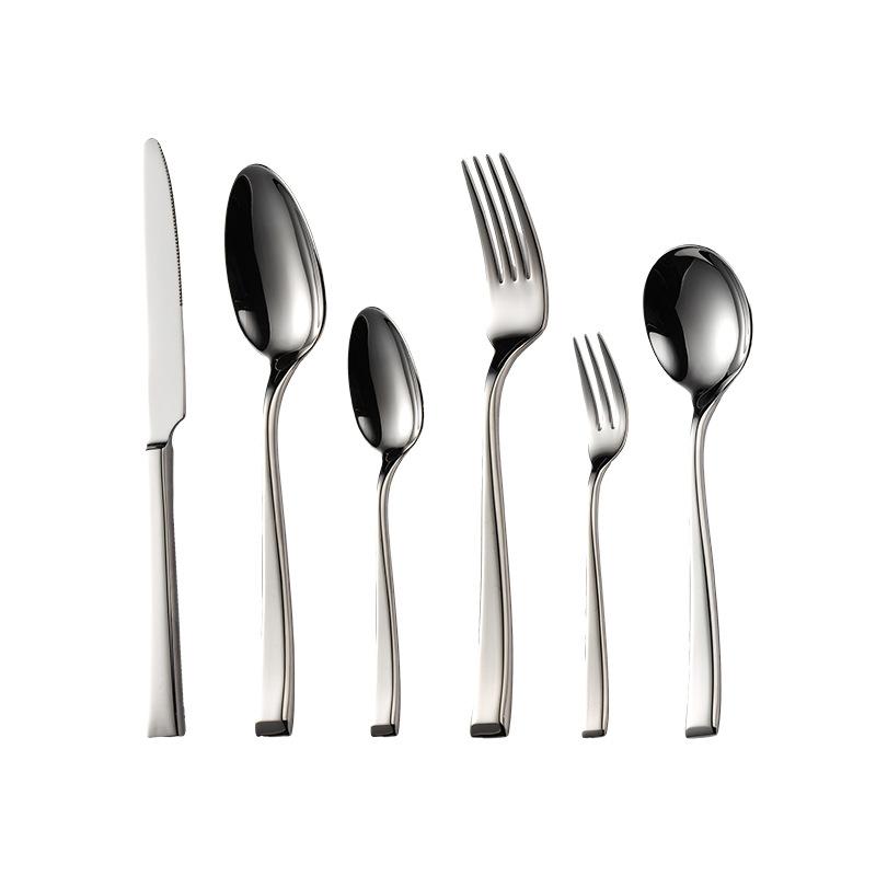 Forged 304 stainless steel square handle oblique western tableware knife and fork spoon hotel heavy main meal knife and fork