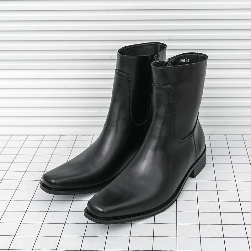 Fashion Luxury Brand High-quality Leather Men Boots Fashionable Pointed Leather Chelsea Boots Men High Top Business Casual Elegant Boots